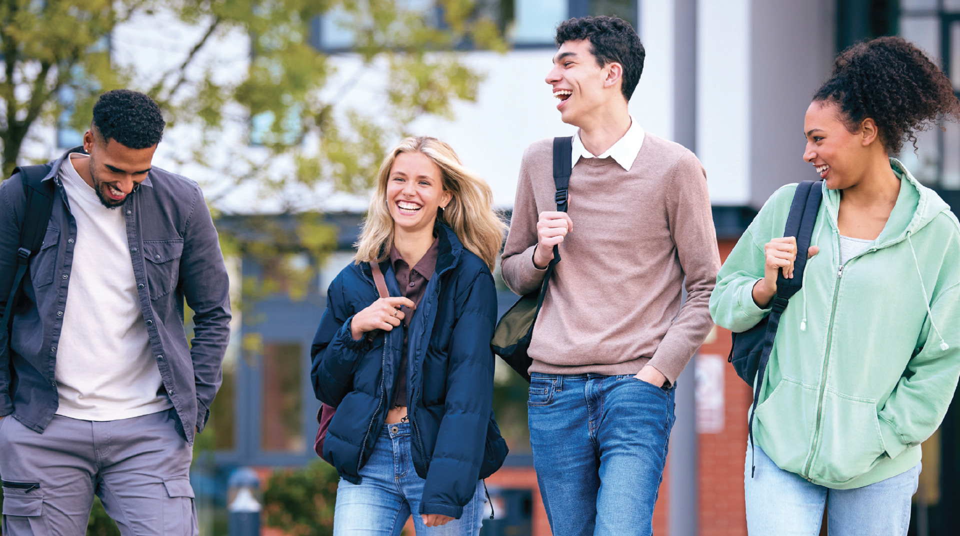 Students laughing on campus at MidAmerica Nazarene University